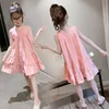 Teenage Girls Summer Vest Casual Dresses Teen Children Clothes 12 13 14 15 16 Years Toddler Kids Solid Pleated Princess Sundress Q0716