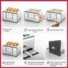 Toaster 4 Dilim Ekmek Makinesi, Geek Şef Paslanmaz Çelik İkili Kontrol Panelli Ekstra Geniş Yuvası Tost