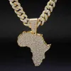 Fashion Crystal Africa Map Pendant Necklace For Women Men039s Hip Hop Accessories Jewelry Choker Cuban Link Chain Gift1923255