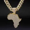 Moda Crystal Africa Map Mapa Naszyjnik dla kobiet Men039s Hip Hop Akcesoria Biżuter Choker Cuban Link Saif Prezent1923255