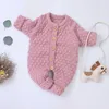 Automne né bébé garçons filles vêtements hiver tricot barboteuse pour salopette tenue combinaison vêtements pour bébés 0-18 mois 210816