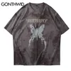 Gonthwid Distressed Tie Dye T-Shirts Streetwear Harajuku Hip Hop Casual Baumwolle Kurzarm T-Shirts Hemden Herren Tops 210722