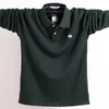 Grande Taille 7 Couleurs hommes Polo À Manches Longues Automne Hiver Hommes Graisse Mode Casual Lâche Coton Tops Solide Couleur Polo Chemise 210308