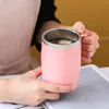 Tazze da caffè in acciaio inossidabile da 500 ml Tazza da tè al latte da ufficio in stile giapponese termoisolante a doppio strato con coperchi