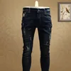 Mode Skinny Ripped Blue Jeans Mannen Kwaliteit Streetwear Slim Fit Straight Stretch Denim Pants