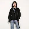 Kvinnor Biker Coat Spring Höst Loose Casual Short Leather Jacket Laides Slå ner Collar Korean Moto Faux Coats 210525
