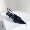 2021 spitze Kätzchen Ferse Schuhe Frauen Design Slingback High Heels Sandalen Frauen Kleid Party Pumpen 2021 Frühling