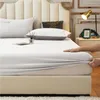 Nordic 1PC 60S Wash Cotton Solid Color Bed Linen Simple Elastic Fitted Sheet 150x200 Bed Mattresses Bedspread White Dropshipping