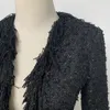 XL 2022 Primavera Autunno Marchio SAme Style Cappotto con scollo a V Tweed Cappotto a maniche lunghe Bottone Nero Abbigliamento donna di alta qualità Moda mansha