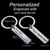 Nyckelringar Anpassade rostfritt stål Graverade nyckelring för billogotypnamn Jag behöver dig här Anpassad anti-Lost Keychain Couples Jewelry Gift Miri2