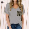 High Quality Tops Basic Plain Shirts for Women Oversized T shirt Top Leopard Pocket Plus Size Clothing Woman Tshirts 210623