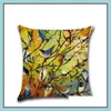 Coussin/oreiller décoratif Textiles de maison jardin mode peinture à l'huile oiseau taie d'oreiller coussin floral Er coton lin étui de bureau décoratif