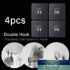 4PCS Transparent Multi-Purpose Hooks Seamless Adhesive Double Hook Waterproof Kitchen Bathroom Strong Sticking Wall Hook Hanger Factory price expert design