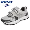 BONA New Fashion Style Children Casual Shoes Hook & Loop Boys Loafers Mesh Girls Flats Comfortable Outdoor Fashion Sneakers 210303
