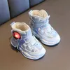 Children's Snow Boots Waterproof Thicken Warm Girls Boys Non-slip Cotton Shoes Flashing Lights 211227