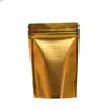 12*20cm 100pcs/lot Aluminum Foil Zipper Package Bag With Clear Window Gold Doypack Embossed Packing for Snack Beans Storagehigh quatity
