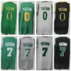 Jayson Tatum Jersey 0 الرجال كرة السلة جايلين براون 7 أسود أخضر أبيض رمادي فريق اللون تنفس القطن الخالص لرياضة المشجعين أعلى جودة للبيع