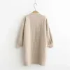 H.SA Women Long Sweater and Cardigans Lantern Sleeve Loose Knitte Coat Open Stitch Winter Cashmere Cardigans Female Coat 210918