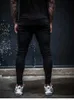 2021 Mäns Elastiska Force Side Stripe Jeans Casual Slim Black Stretch Jeans Högkvalitativa Designer Byxor Penna Jeans S -3XL X0621