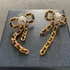 Brand Fashion Bowknot Jewelry Gold Color Rose Flower Earrings Camellia Earrings Tassel Leather Design Wedding Party Earrings9892891