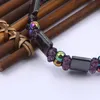 Bracciale magnetico colorato a doppio strato con catena a maglie Bracciale magnetico dimagrante per uomo con tormalina in pietra nera per donna298v