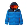2ピース幼児男の子ストライプフード付きジャケットとスノービブスキースーツ210528