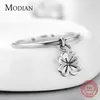 Minimalista Charm Flower Clover Swing Fashion Ring Real 925 Sterling Silver Squisiti anelli vintage per le donne Fine Jewelry 210707