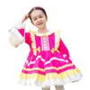 Bebé menina manga comprida vintage espanhol turco bola vestido crianças outono inverno rosa vermelho lolita princesa vestido para criança meninas 210615