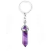 Natural Stone Key Rings Hexagonal Prism Keychains Healing Rose Crystal Car Decor Keyholder for Women Men