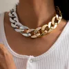 Hip Hop Chunky Épais CCB En Plastique Gourmette Chaîne Collier Ras Du Cou Punk Exagéré Court Clavicule Collier Collier Bijoux