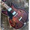 Grote marka All Hollow Jazz leworęczna gitara elektryczna, klon Flame, wysokiej jakości akcesoria, bezpłatna dostawa od drzwi do drzwi