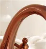 Vintage bathroom sink faucet+tube rose gold , Antique copper water kitchen basin faucet mixer, Retro dual holder faucet hot&cold 109 V2