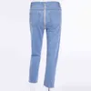 Jean Denim bleu clair avec fermeture éclair au dos pour femme, pantalon crayon slim, taille haute, Streetwear, Sexy, collection automne-hiver 2020