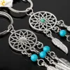 CSJA Dream Catcher Portachiavi Piuma Blu Nappa Mano di Hamsa Evil Eye Portachiavi per Auto da Parete Decor Appeso Amuleto Boho Gioielli G496 G1019