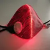 7 Färg Smart-enheter Fast eller blinkande Optisk Fiber Light Up LED Face Mask med andningsventil Filter för Party DJ Bar Props Fluorescerande