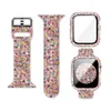 Glass Case+Watch Strap For Apple Watch Band 44mm 40mm 38mm 42mm Printing Watchband Silicone Bracelet iWatch serie 3 4 5 6 7 se