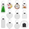 PU Leather Keychain Single-sided Blank Sublimation Key Chain Xmas Tree Pendant Keys Accessories DIY Christmas Gift