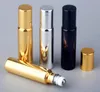 5ml UV Roll On Bottle Gold and Silver Essential Oil Container With Steel Metal Roller ball fragrance Perfume Vials