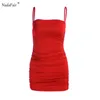 FSDA 2019 Summer Sexy Women Dress Backless Solid Strapless Bodycon Off the Shoulder Ruched Mini Party Bandage dresses Y0603