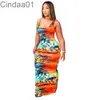 Kvinnor Klänning Designer Sexig Tie Dye Ärmlös Midi Dresses Ladies Pattern Printed Vest Long Kjol 7 Färger Plus Storlek S-5XL