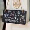 Hanging Wooden Mini Blackboard Double Sided Party Erasable Chalkboard Wordpad Message Sign Black Board Cafe Office School Supplies WLL660