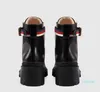 Designer-Luxus-Winter-Damen-Stiefeletten, klobige Kampfstiefel, klobige Gummisohlen, Streifenriemen, Martin-Kampfstiefel