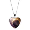 Women Girls Universe Star Moon Heart Neckor Glass Cabochon Pendant Necklace Fashion Jewelry Gift Will and Sandy