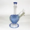 Color heart shape glass bongs hookahs bubbler ash catcher heady recycler Dab oil rig smoke water pipe with 14mm bowl