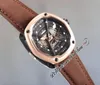 Dietrich Organic Time 1969 Miyota 82S7 Automatic Mens Watch Two Tone PVD 18K Rose Gold Bezel Black Skeleton Dial Brown Leather Str1319458