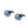 Azul Cristal Redondo Bruxamento Francês Jóias Camisa Jóias Cufflink para Mens Marca Moda Fashion Link Noivo Noivo Botão Cuff Links AE569807600628