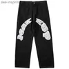 Awe-inspiring Five-pointed Star Print Pants Wild Letter Street Hip-hop Loose Straight-leg Casual Jeans Cool Personality