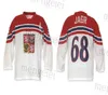 Custom 2020 Team Czech Republic #68 Jaromir Jagr Hockey Jersey 자수 스티치 숫자 및 이름 유니폼 사용자 정의