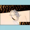 Three Stone Rings Jewelry Luxury Cubic Zirconia Gemstone Cz Gold Sier Plated Wedding Diamond Ring For Women Ladies Engagement Drop Delivery