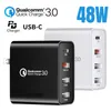 48W 4 MULTI-PORT PD Snabb Fast Wall Charge Adapter QC 3.0 USB Typ C navladdare